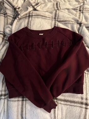 BuffBunny Lace-Up Crewneck Sweatshirt - Burgundy